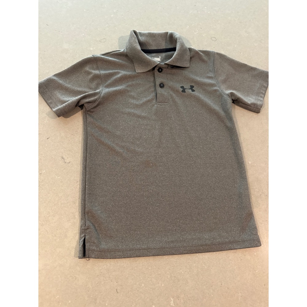 Under Armour HeatGear Polo Shirt Boys‎ Size 6 Gray Athletic Short Sleeve